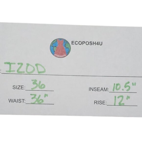 Izod Mens 100% Cotton Cargo Plaid Blue Denim Shorts 36 - Picture 6 of 6